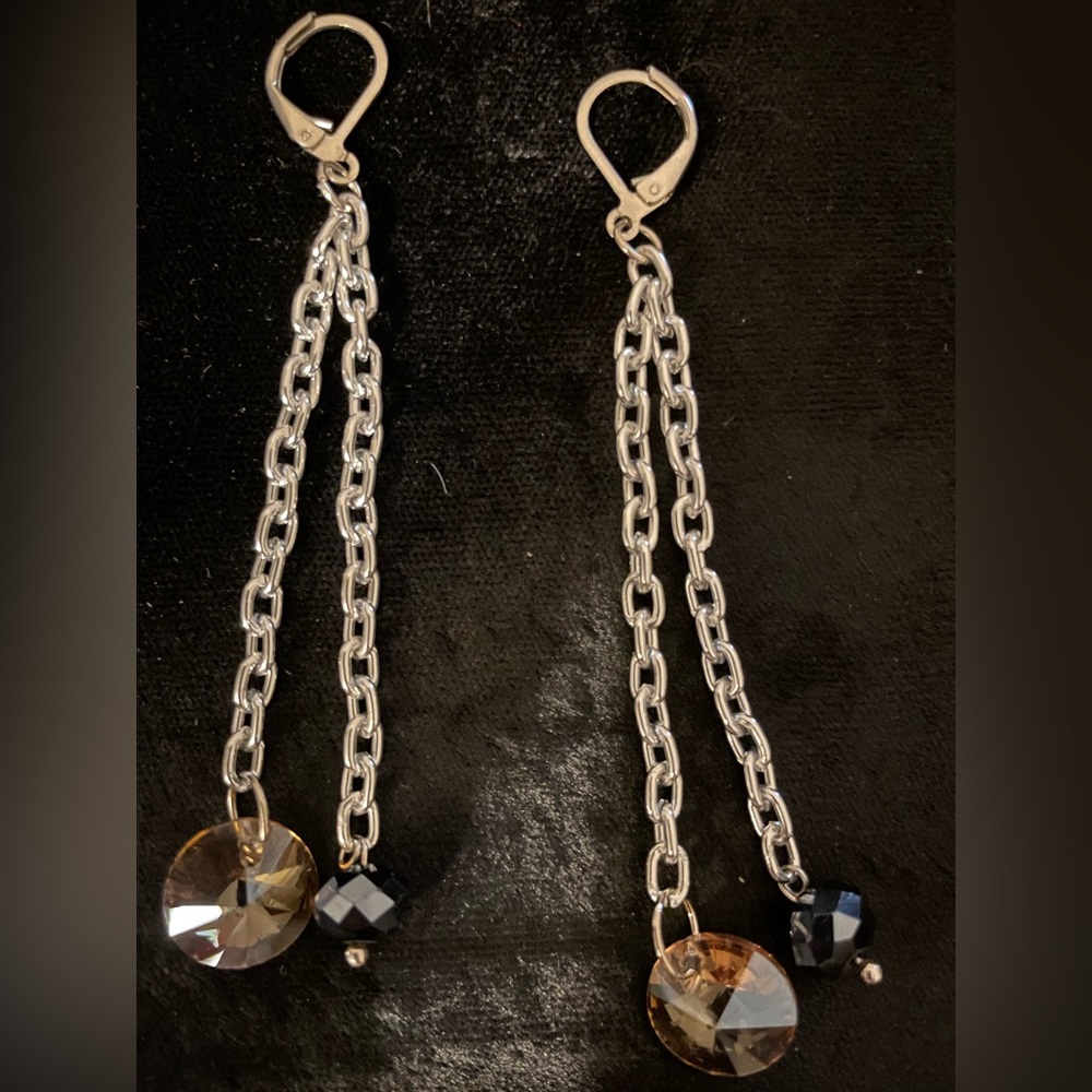 💎4 for $20💎 Handmade Silvertone Gold & Black Drop Earrings